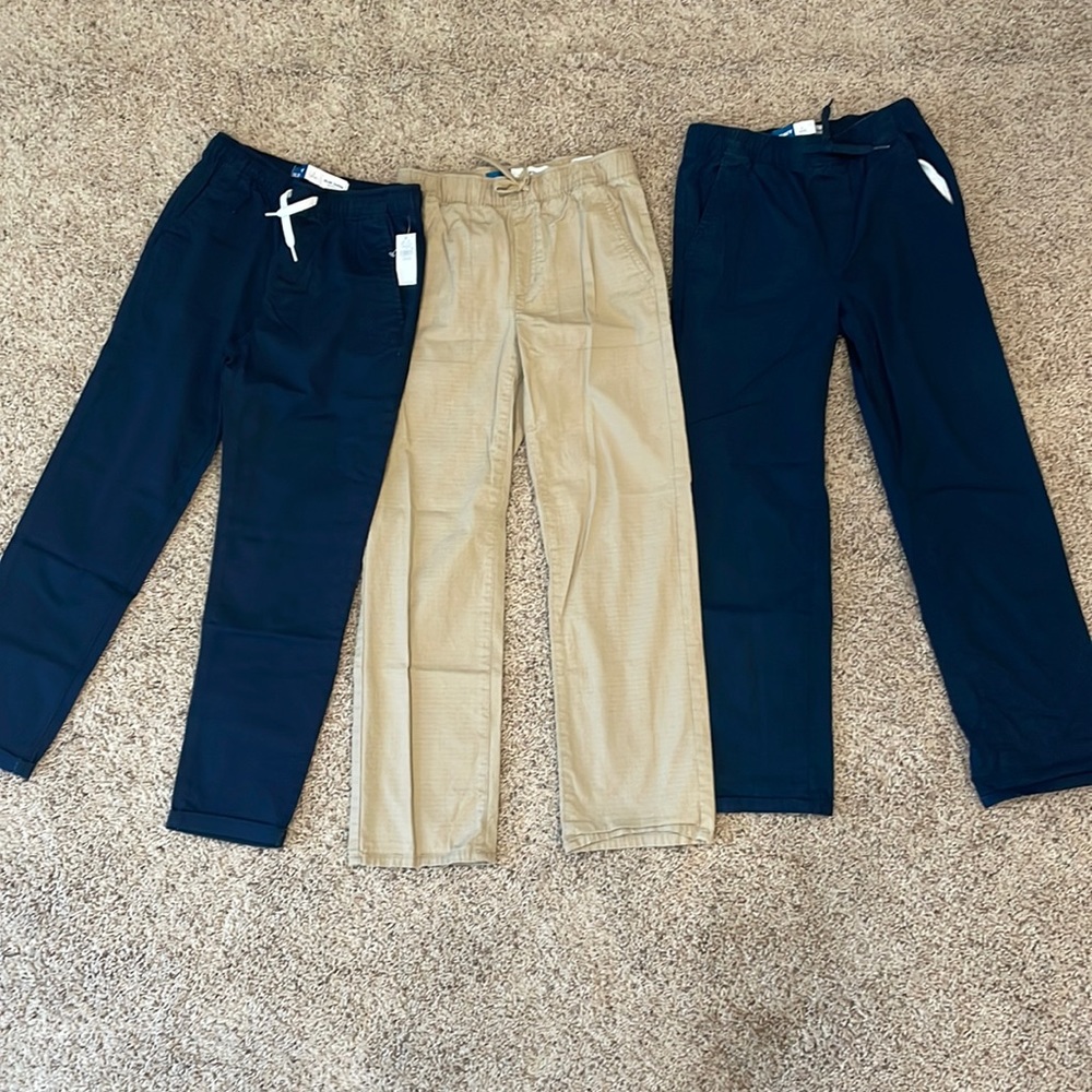 Lot of three pairs boys Old Navy elastic waist uniform pants size large (10-12)